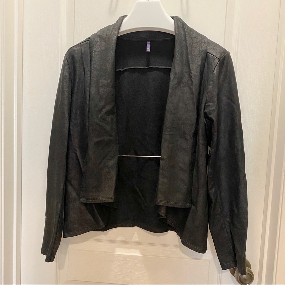 NYDJ Black Drape Open Front Shimmer Jacket